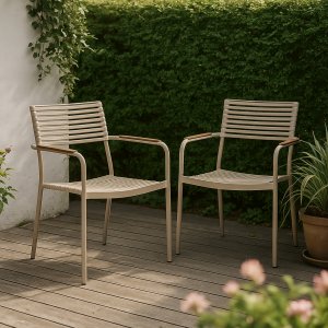 Trädgårdsstol Pino - plast khaki brun utomhus stapelbar