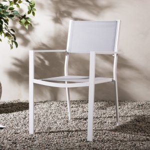 Trädgårdsstol aluminium & textilene grå/vit - Chania