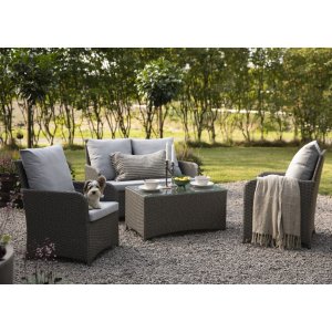 Loungegrupp - Valencia | konstrotting - grå + Rengöringsspray för utemöbler