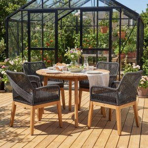 Matgrupp utemöbler 4 sittplatser akaciaträ antracit repdesign