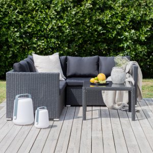 Loungegrupp Kuba soffgrupp + bord – svart konstrotting / svarta dynor